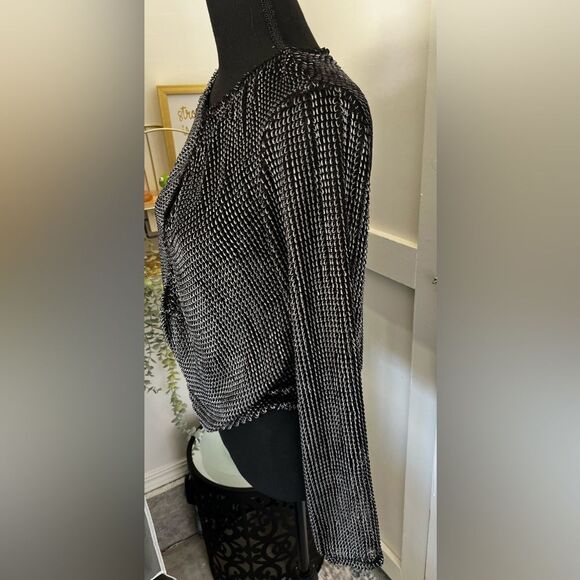 Zara Metallic Mesh Top Silver Small EUC - Picture 5 of 6